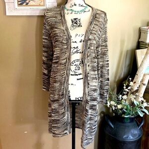 Laura Ashley cardigan brown colors and white fits like women’s medium